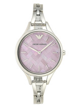 NWT Emporio Armani AR11122 Aurora Silver Bracelet Chronograph Women&#39;s Watch - £110.03 GBP