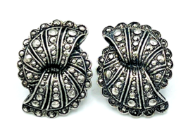 Avon 1988 Fanfare Faux Marcasite Silver Tone Pierced Earrings - £14.21 GBP