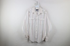 Vtg 90s Wrangler Mens 17 35 Striped Sheer Cowboy Western Snap Button Shi... - $39.55