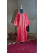 70s Vintage Red Moroccan Brocade kaftan, 1970s Red and Gold floral Cafta... - £133.75 GBP