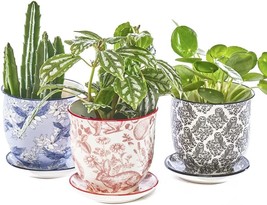 &#39;Liberte&#39; Ceramic Succulent Pots From Chive — Set Of 3 — Adorable Vintage, Red. - £40.13 GBP