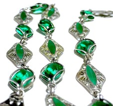 RaRe Rivière Edwardian Era Emerald paste Enamel Sterling Riviere necklace - £2,391.35 GBP