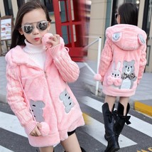 Teenager Winter Thick Warm Long Style Girls Jacket 3-12 Years Old  Collar Heart  - £64.98 GBP