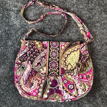 Vera Bradley Crossbody Bag Very Berry Purse Pink Saddle Flap Medium Size Retired - £10.34 GBP