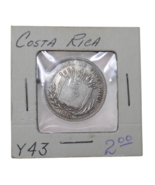 Costa Rica 1893 Counterstamped 1923 Coinage 50 Centimos Silver Coin - $34.33 CAD