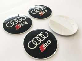 AUDI S3 wheel center cap-set of 4-Metal Stickers-self adesive Top Quality Glossy - £14.85 GBP+