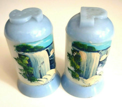 Vintage Bells 1950s Niagra Falls Blue Salt Pepper Shakers Plastic  - £7.81 GBP