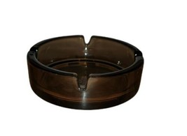 Vintage Brown Amber Glass Round Cigar Ashtray Mid Century 8 inch made in France - £12.15 GBP