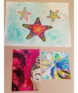 Starfish Signed Watercolor And Colored Pencil on Arches Watercolor Paper... - £39.44 GBP
