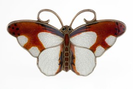 Hroar Prydz Enamel Butterfly Brooch Sterling Silver Made in Norway Vintage 102-F - £276.32 GBP