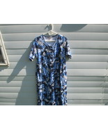 Woman Within - Short Sleeve Blue Floral Dress - Size M - £3.92 GBP
