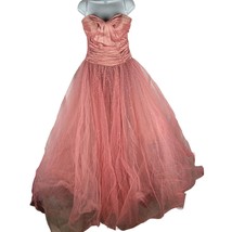 Atelier Alyce Satin Rouge Collection Pink Strapless Gown Sequins &amp; Tulle Skirt 8 - £35.78 GBP