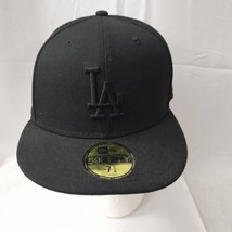 New Era 59Fifty Mens Hat MLB Los Angeles Dodgers LA Black On Black Fitte... - £20.32 GBP