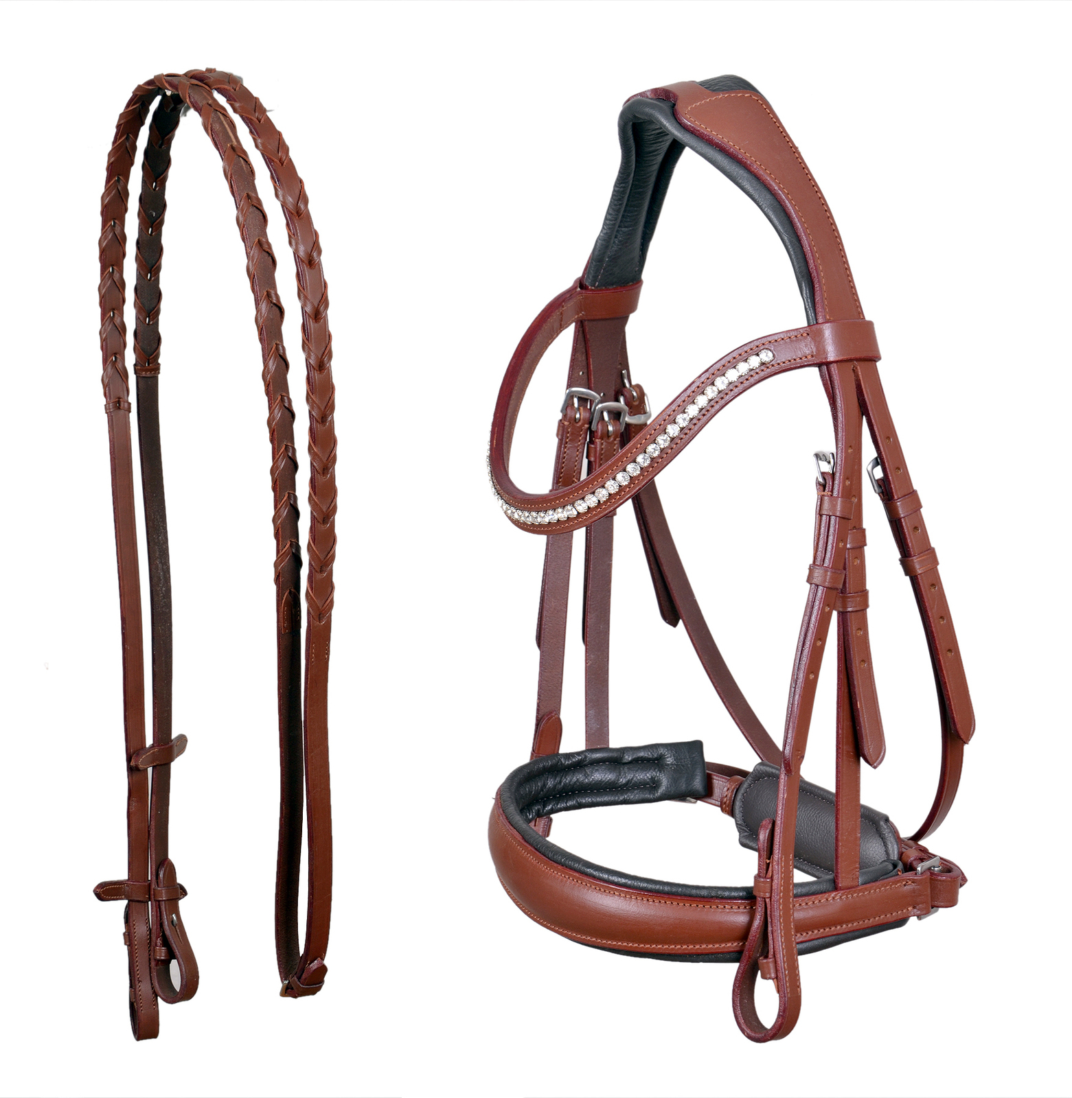 English All-Purpose Pleasure Padded Leather Bridle Reins 803HI01 - $58.02