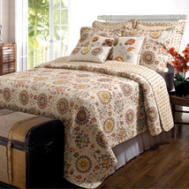 Greenland Home Andorra Suzani Medallion Reversible Twin Quilt Set Plus Pillow - £83.91 GBP