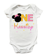 Minnie Mouse First Birthday One Piece Bodysuit - Personalized Minnie Mou... - £10.35 GBP