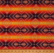 Cotton Southwestern Stripes Diamonds Aztec Red Fabric Print by the Yard D462.69 - £9.39 GBP