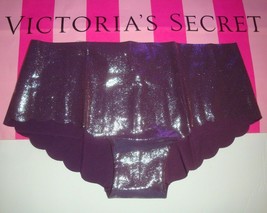 New Victoria&#39;s Secret &quot;Pink&quot; No Show Scallop Hipster Panty Metallic Purple Sz S - £10.17 GBP