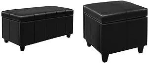 36Inch Lift-Top Storage Ottoman Bench With Pu Upholstery And 18Inch Squa... - £251.49 GBP