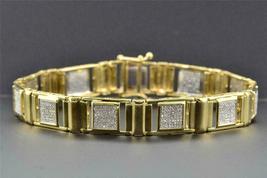 13Ct Round Cut Diamond Pave Design 14K Yellow Gold Over Link Wedding Bracelet - £186.09 GBP