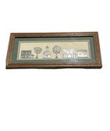 Vtg Reed Pewter Wall Art Framed Matted Village Church Trees School? Bank? - $816.29 MXN