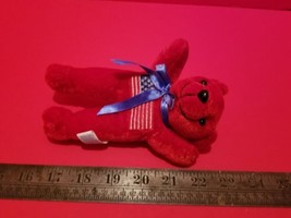 Toy Holiday Plush Red Teddy Bear Patriotic Stuffed Animal US Flag Fourth... - $5.69