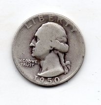 1950 D Washington Quarter - Silver - Moderate Wear - £7.91 GBP