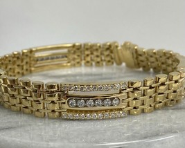 2.00 Carato Id 3 Linee Diamante Uomo Flessibile Bracciale 14k Oro Giallo 36.4 G - £7,657.47 GBP