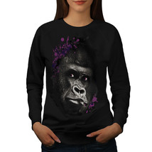 Wellcoda Smoking Monkey Face Womens Sweatshirt, Wild Casual Pullover Jumper - £26.79 GBP+