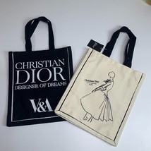 Christian Dior V&amp;A Limited Edition ivory BLACK Canvas Tote Bag 37x33x10.5cm - £150.75 GBP