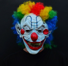 Halloween Clown Mask Latex Creepy Evil Scary Curly Moe Clown - £16.03 GBP
