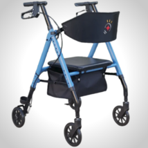 InnoEdge Deluxe 4 Wheel Rollator, Portable Mobility, 6-inch Wheels, Blue, Alum - £105.08 GBP