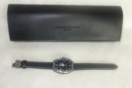 Montres De Luxe Mens Estremo GMT Black Leather Watch NEW - £395.40 GBP