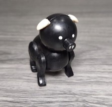 Vintage Fisher Price little people black pig w/white ears for farm Hong Kong - $8.06