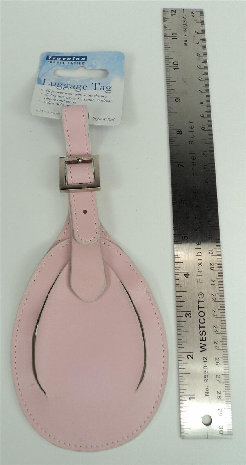 Travelon Pink Leather Luggage Tag - New - $5.94