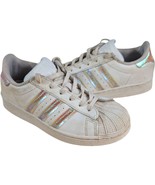 Adidas Girls Superstar Shoes White Size 13K fv3147 Iridiscente Shiny Str... - $25.74