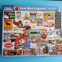 NEW &quot;I love New England&quot; 1000pc WHITE MOUNTAIN PUZZLE Finished Size 24&quot;X... - £12.84 GBP