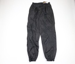 NOS Vtg 90s Streetwear Mens Large Blank Waterproof Cuffed Nylon Joggers Black - £58.62 GBP