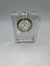 WATERFORD CRYSTAL SMALL LISMORE CLOCK DESK MANTLE PAPERWEIGHT 4.5 X 3” - £27.65 GBP