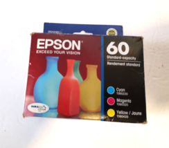 Genuine Epson 60 Cyan Magenta Yellow Ink Cartridges Expiration Date 10/2014 - $12.85