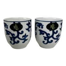 RALPH LAUREN Mandarin Blue White Porcelain Cup 1 Orange 1 Purple Flowers... - $112.20