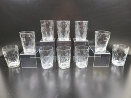 10 Morgantown Crinkle Glass Clear 10 Oz Tumblers Set Vintage 4 1/8&quot; Glasses Lot - £101.01 GBP