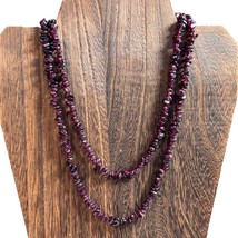 Vintage Rhodolite Garnet Chip Pebble Stone Bead Strand 32&quot; Necklace Gems... - $19.99