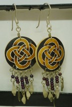 VINTAGE DANGLING ARTIST MADE EARRINGS SIGNED MH - $4.00