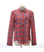 Abercrombie &amp; Fitch Women&#39;s Junior&#39;s Plaid Shirt L Large Red Blue Long S... - $35.68