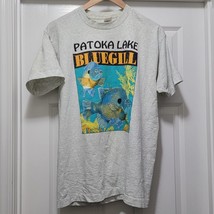 Vintage 90s Patoka Lake Bluegill Gray Graphic Fish Tee Shirt Mens L - £37.75 GBP