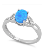 Blue Opal Stone Ring Size 6 Solid 925 Sterling Silver with Ring Box - £19.74 GBP