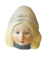 Antique Porcelain Thimble Vtg Bust Ladies Fashion Art Deco Figurine Holl... - $24.70