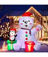 6FT Christmas Inflatable Polar Bear with Penguin – LED Light Outdoor Hol... - $95.03+