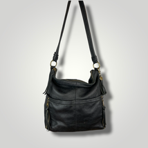 The Sak Shoulder Bag Hobo Black Leather Pebbled Boho Purse Zipper Fringe - £24.34 GBP